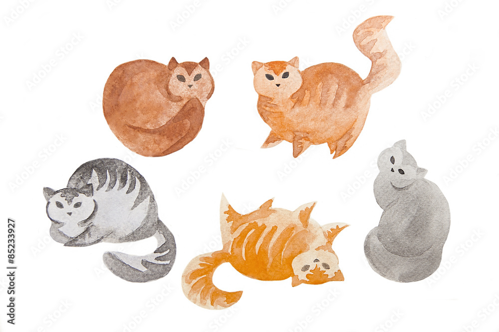 Cute watercolor cats