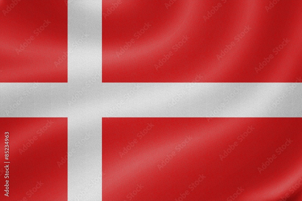 Denmark flag on the fabric texture background Denmark flag on the fabric texture background