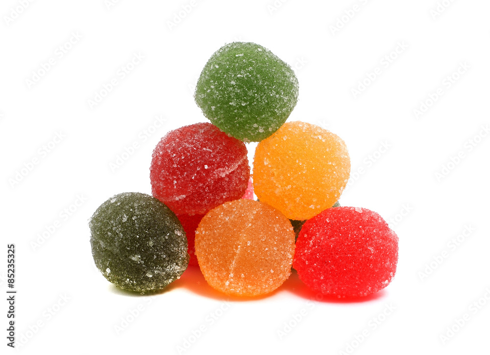 delicious fruit candy on a white background delicious fruit candy on a white background