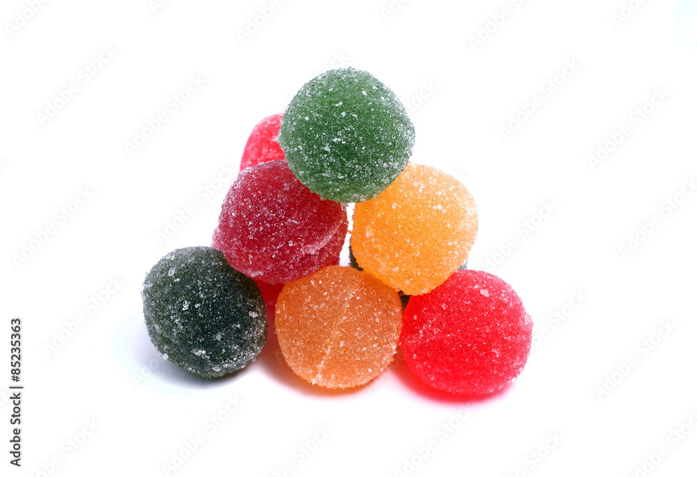 delicious fruit candy on a white background delicious fruit candy on a white background