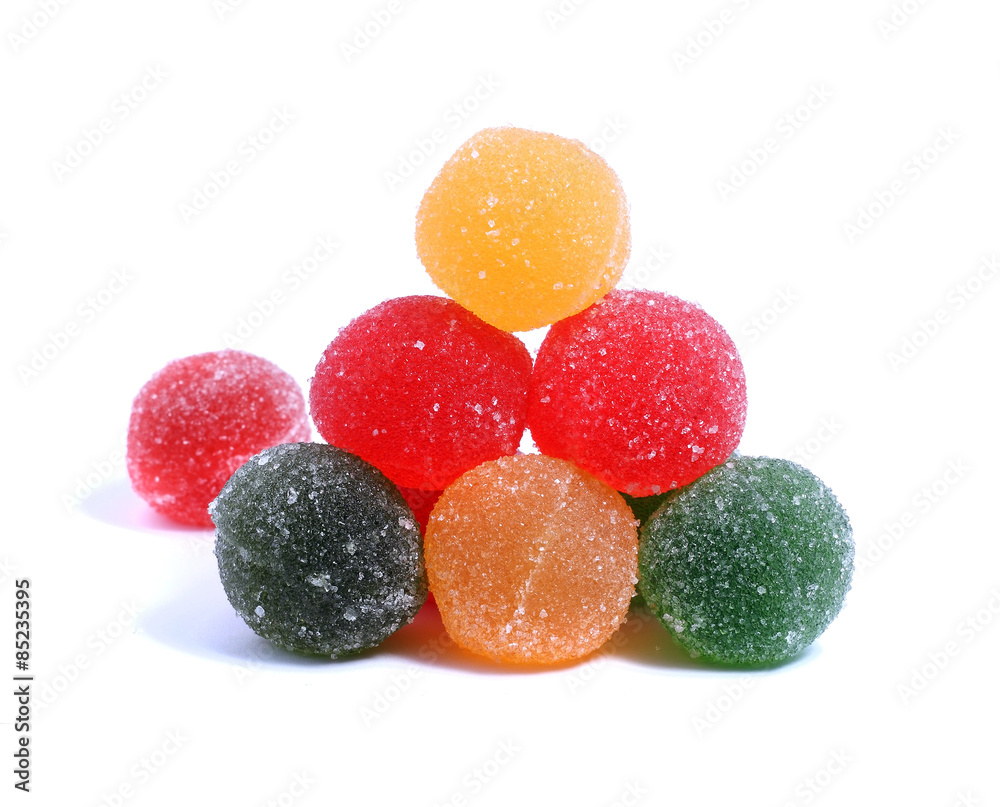 delicious fruit candy on a white background delicious fruit candy on a white background