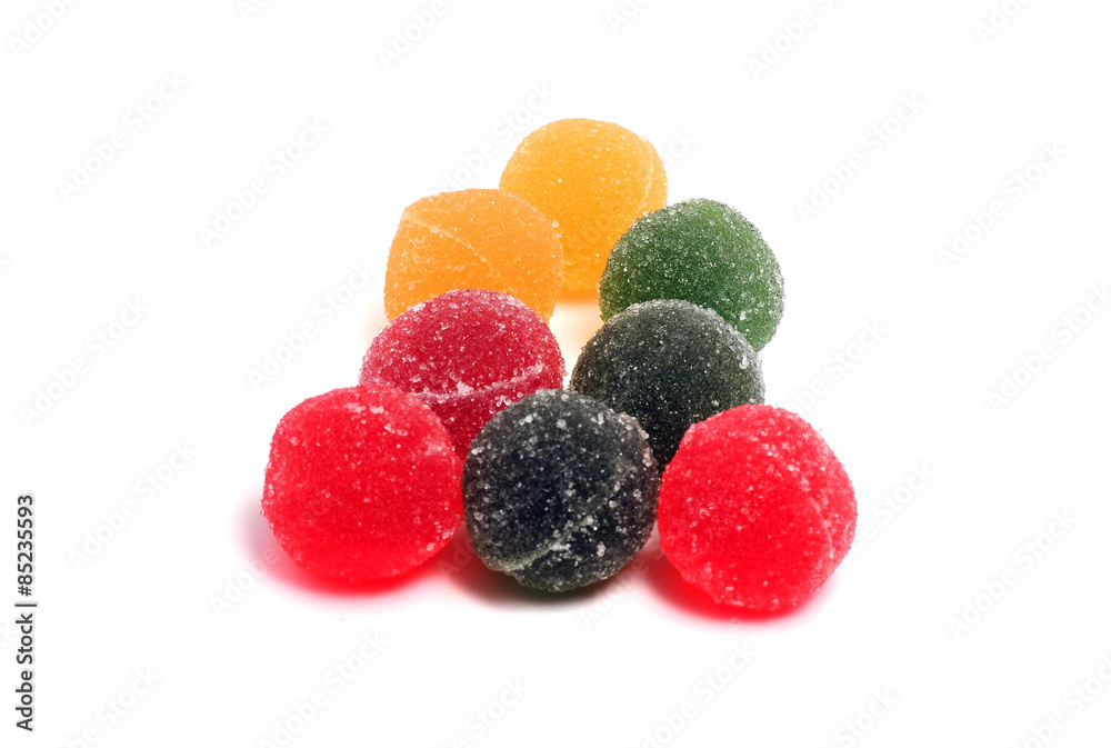delicious fruit candy on a white background delicious fruit candy on a white background