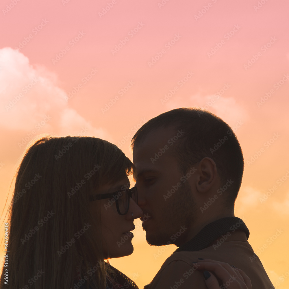 Couple loving each other outdoors. Couple loving each other outdoors.