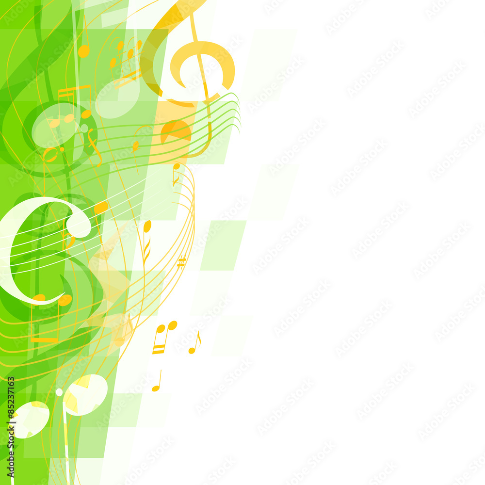 abstract green musical background with clef and notes Stock Vector ...