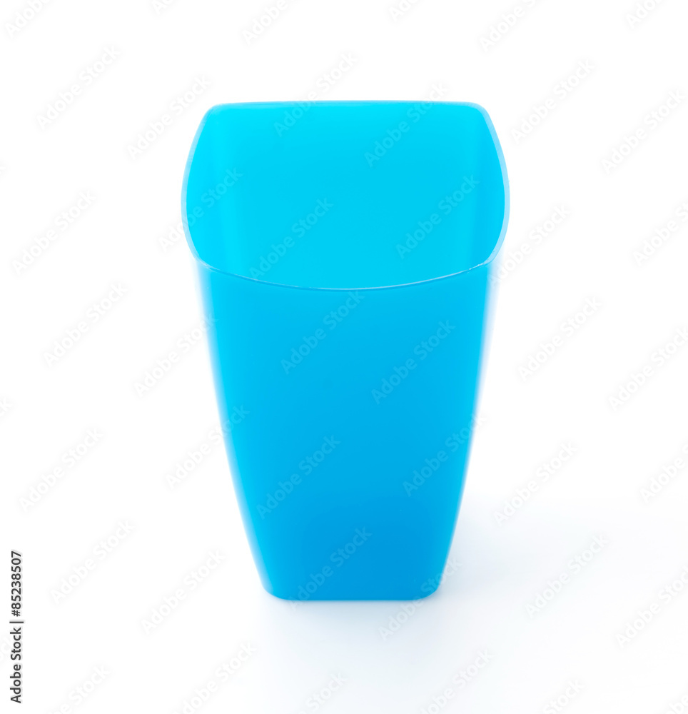 blue plastic glass