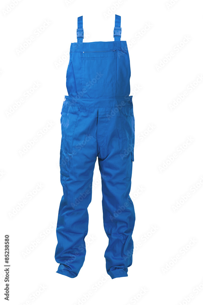 Φωτογραφία Blue dungarees -protective clothing. Isolated on white.