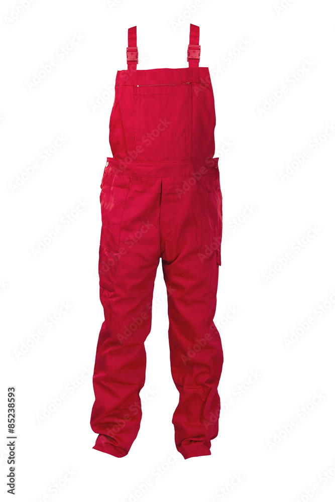 Ταπετσαρία Red dungarees -protective clothing. Isolated on white.