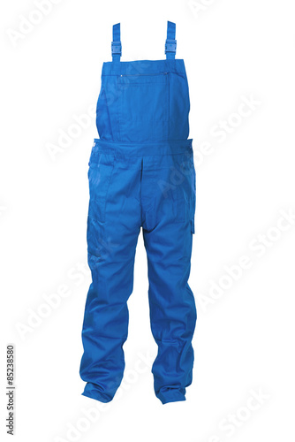 Blue dungarees -protective clothing. Isolated on white.