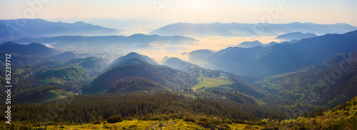 Sunrise in the Carpathian mountains