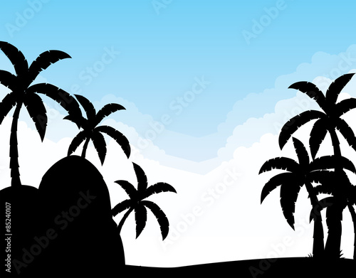 Silhouette coconut trees