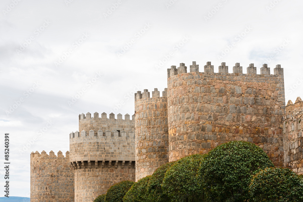 Ancient medieval Walls of Avila in Spain