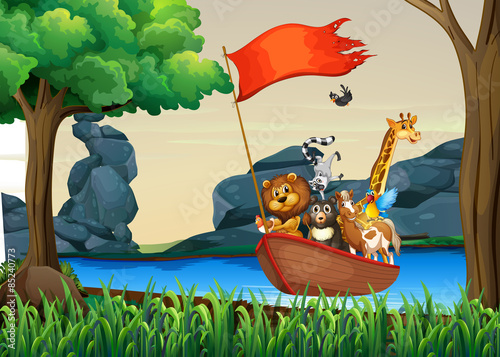 Animals and boat