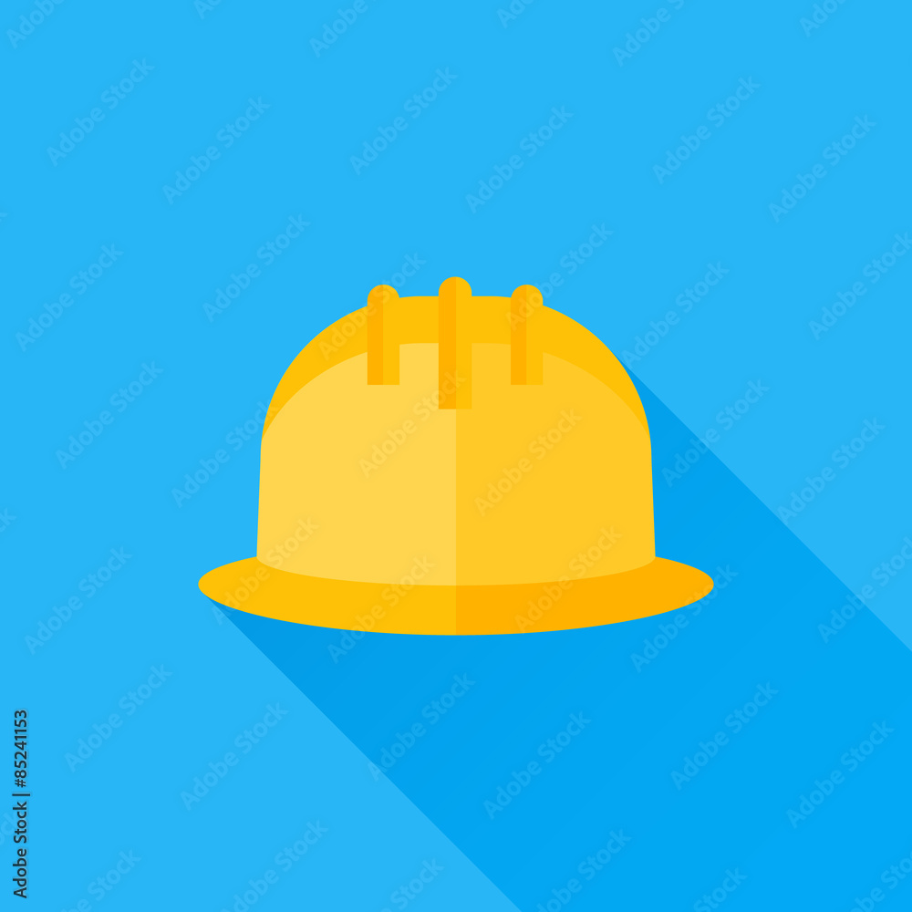 Safety helmet flat icon with long shadow Safety helmet flat icon with long shadow
