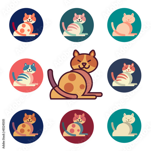 cat icons set vector illustration