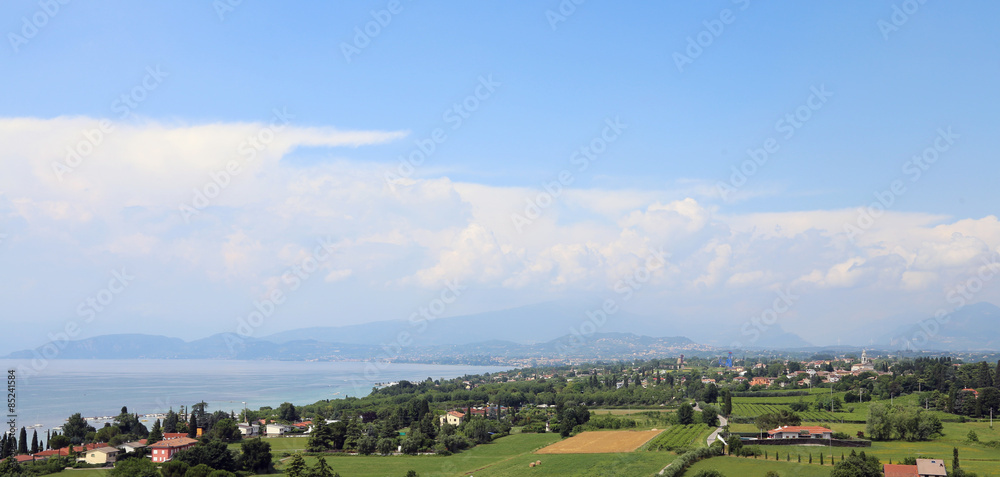 beautiful view of Garda Lake in Italy with mountains