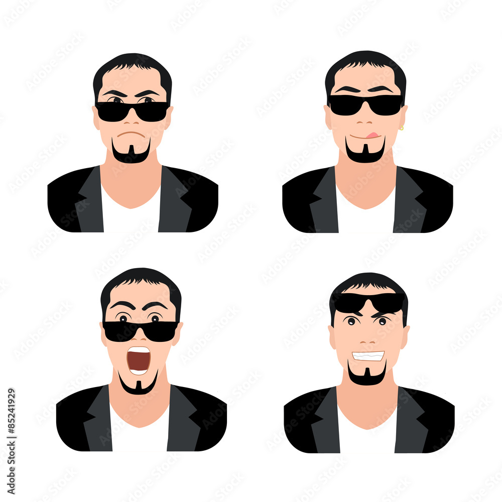 Flat Men with Faces Icons Set. Set of Men Avatars. Set of Men Flat Men with Faces Icons Set. Set of Men Avatars. Set of Men