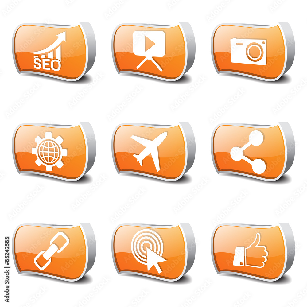 SEO Internet Sign Orange Vector Button Icon Design Set 1