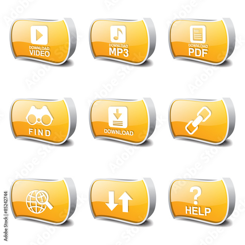 Multimedia Web Internet Yellow Vector Button Icon Design Set