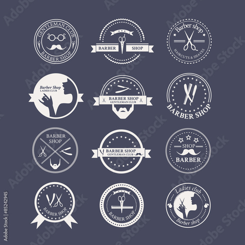 Perfect set of barber and haircut logos