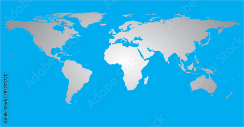 World map countries cyan EPS10 vector