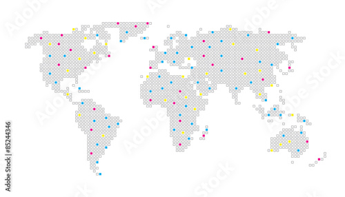 World map dots random size gray EPS 10