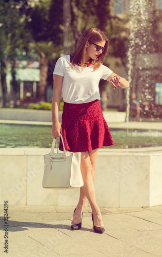 Beautiful girl shopping in the city