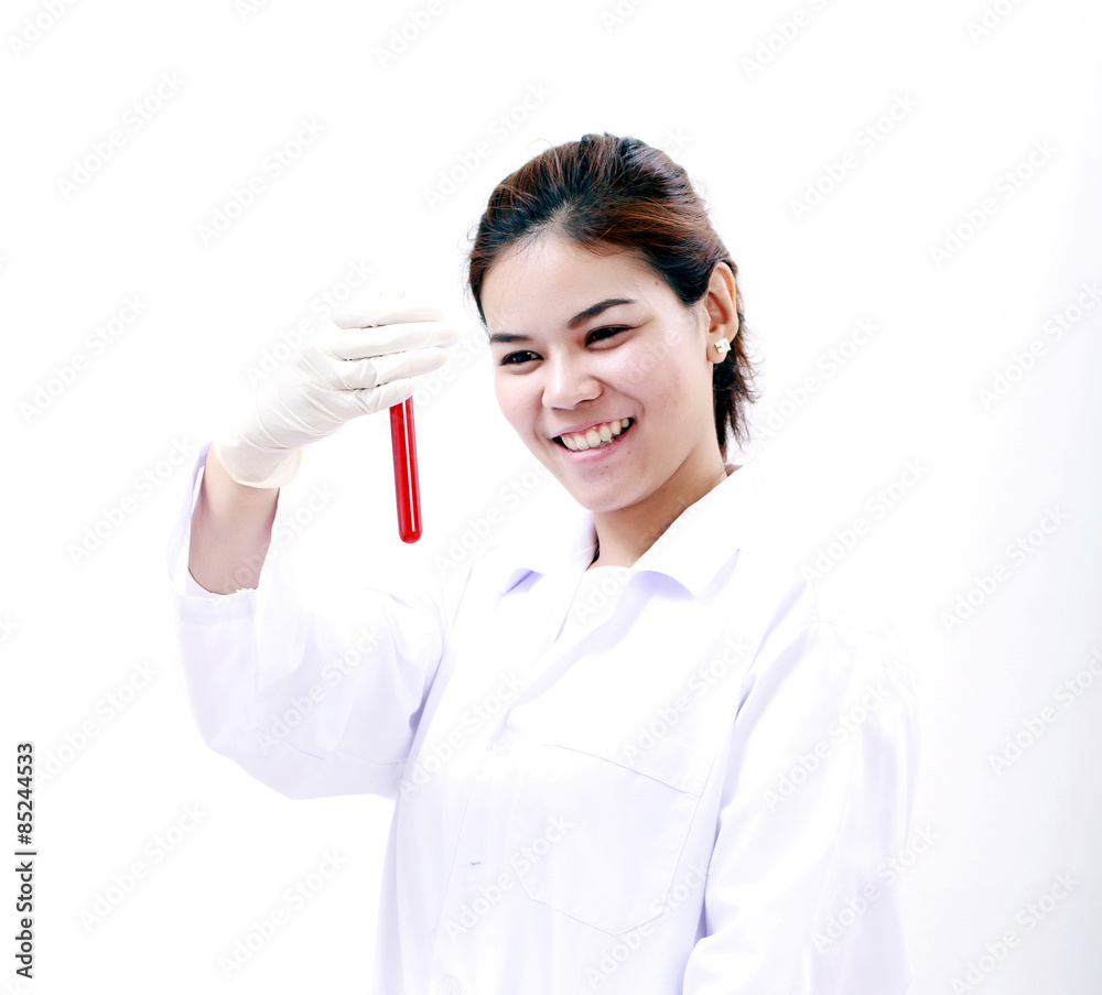 Young female tech or women asia scientist working biological laboratory and science and research biology chemistry on white background Young female tech or women asia scientist working biological laboratory and science and research biology chemistry on white background