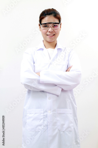 portrait of Women teacher chemical at school or women asia scientist working biological laboratory and science and research biology chemistry on white background © tuiphotoengineer