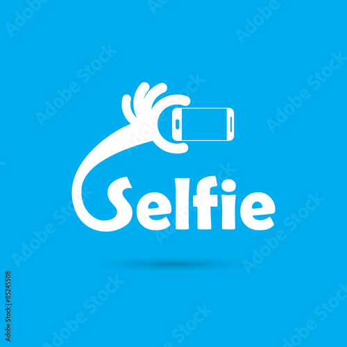 Taking selfie portrait photo on smart phone concept icon. Selfie