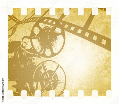 Vintage film strip background and old projector