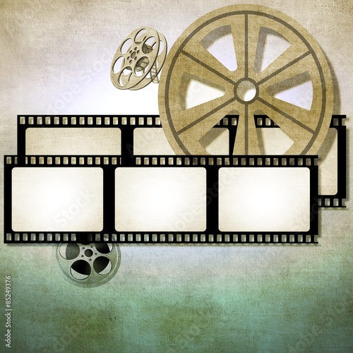Vintage film strip background with reels