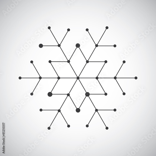 Cut-paper christmas snowflake. Background with simply low poly winter theme