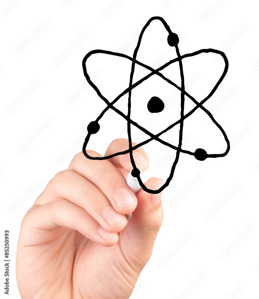 Hand drawing atom icon on white background Hand drawing atom icon on white background