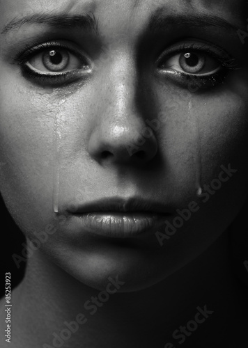 Valokuva Violence and abuse of girls theme: portrait of a beautiful young girl with tears