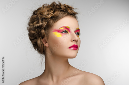 red yellow Makeup Beauty Girl