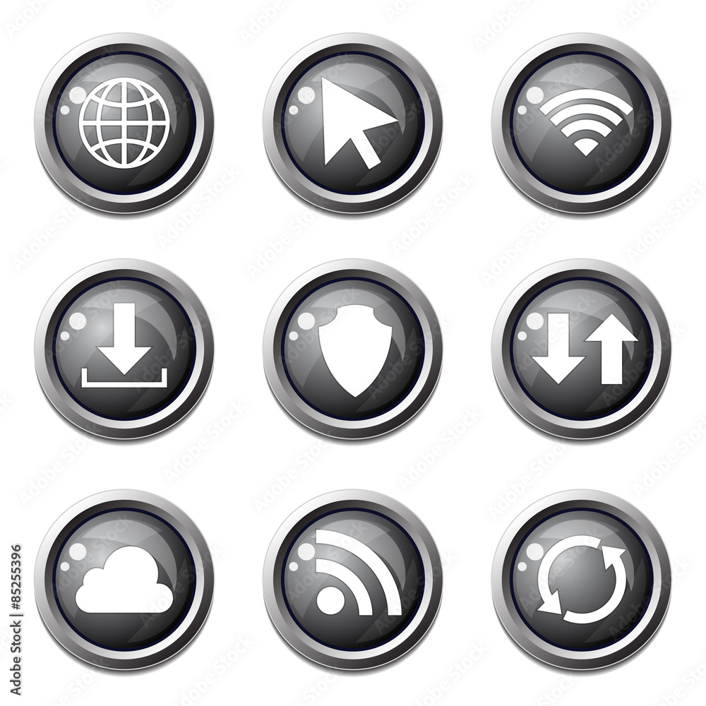 Web Internet Social Black Vector Button Icon Design Set Web Internet Social Black Vector Button Icon Design Set