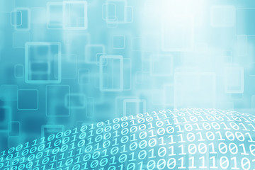 Abstract bokeh turquoise color binary numbers background
