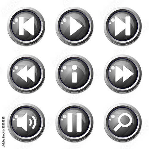 Free Download Multimedia Controller Black Vector Button Icon Design Set - GFXLoad