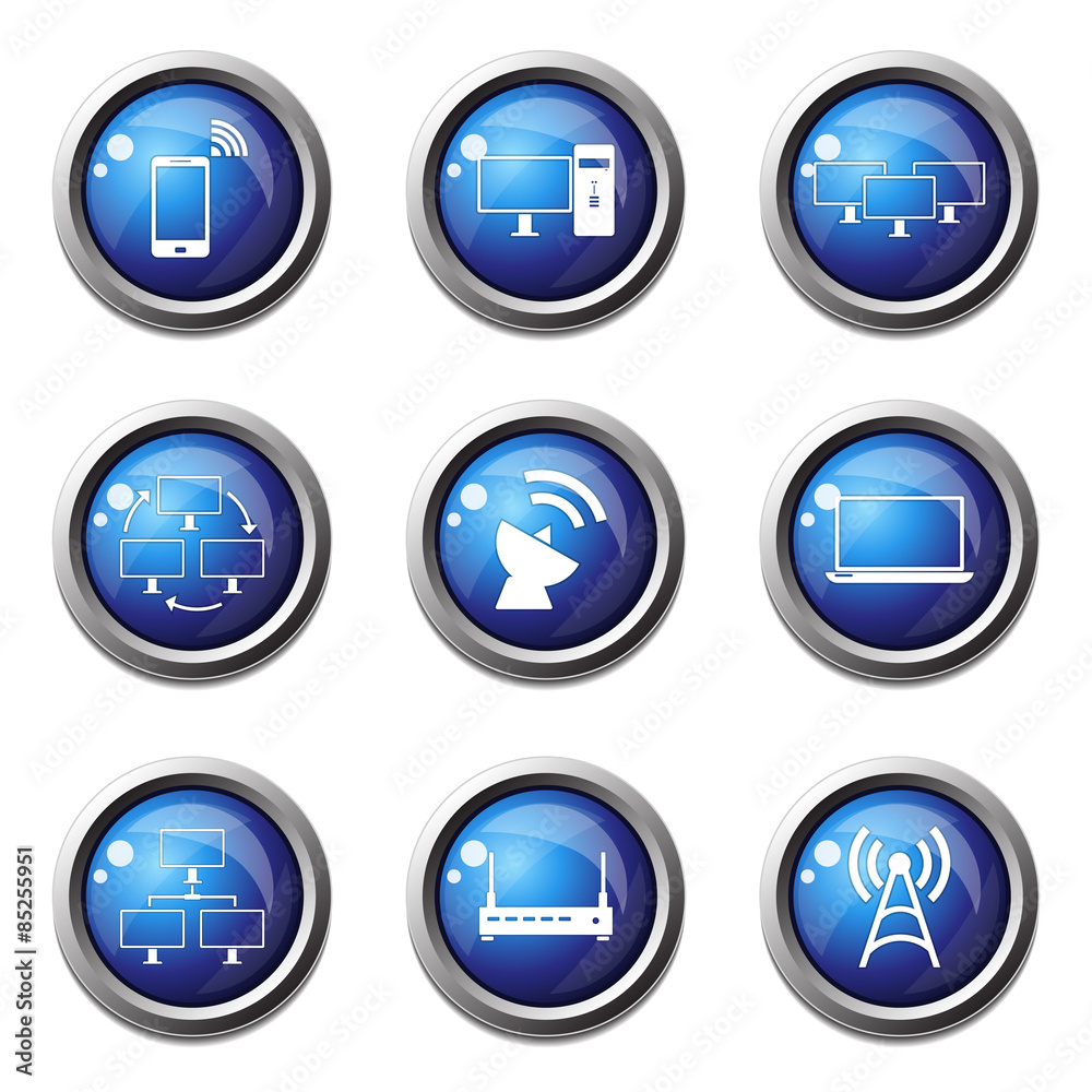 Telecom Communication Blue Vector Button Icon Design Set 2 Telecom Communication Blue Vector Button Icon Design Set 2