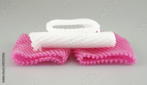 Pink and white foam fruit net