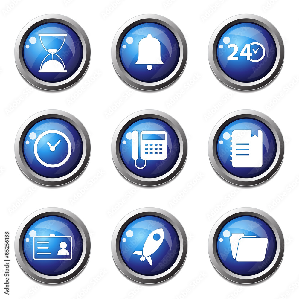 Time Duration Blue Vector Button Icon Design Set Time Duration Blue Vector Button Icon Design Set