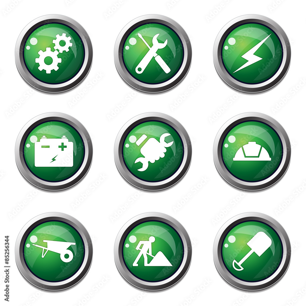 Construction Tools Green Vector Button Icon Design Set Construction Tools Green Vector Button Icon Design Set