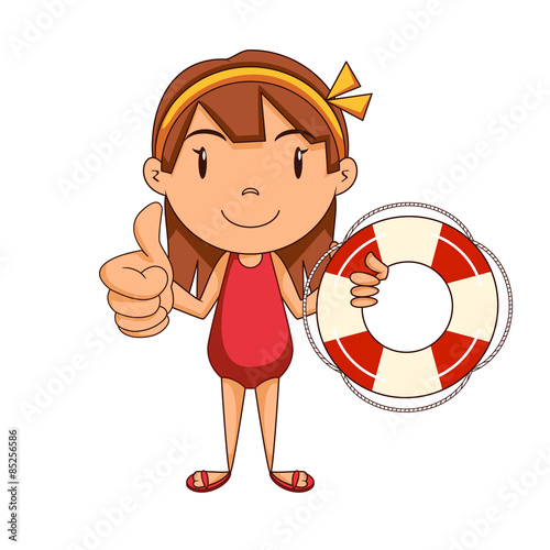 Girl holding lifebuoy
