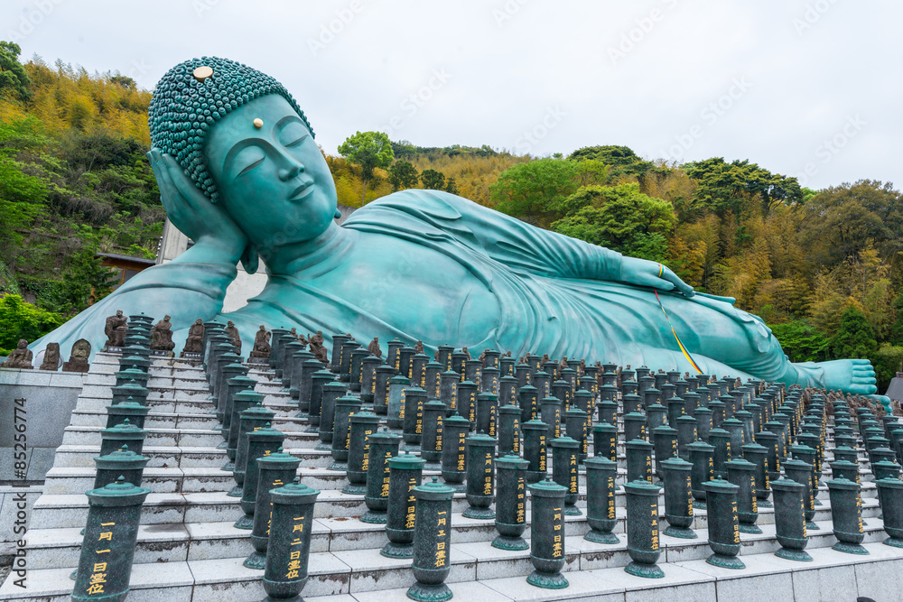Naklejka premium The Reclining Buddha of Nanzoin Temple in Fukuoka, Japan