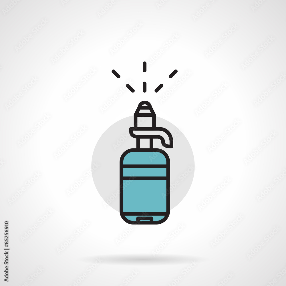 Obraz premium Bottle with pump flat line vector icon
