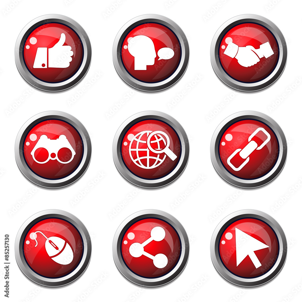 Social Internet Red Vector Button Icon Design Set Social Internet Red Vector Button Icon Design Set