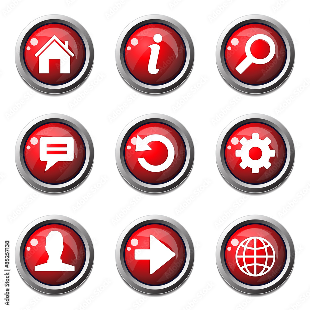 Web Internet Red Vector Button Icon Design Set Web Internet Red Vector Button Icon Design Set