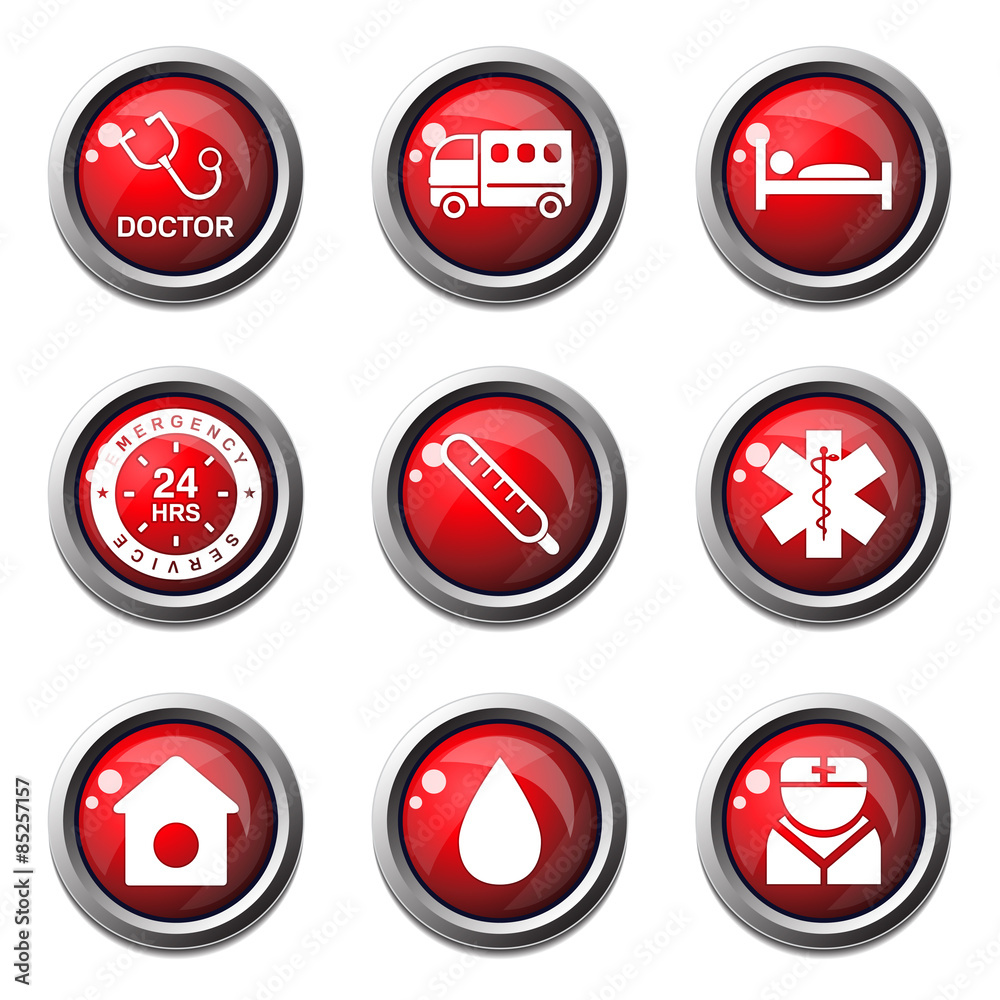 Hospital Health Red Vector Button Icon Design Set 2 Hospital Health Red Vector Button Icon Design Set 2