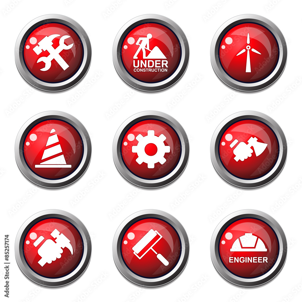 Construction Tools Red Vector Button Icon Design Set 2 Construction Tools Red Vector Button Icon Design Set 2