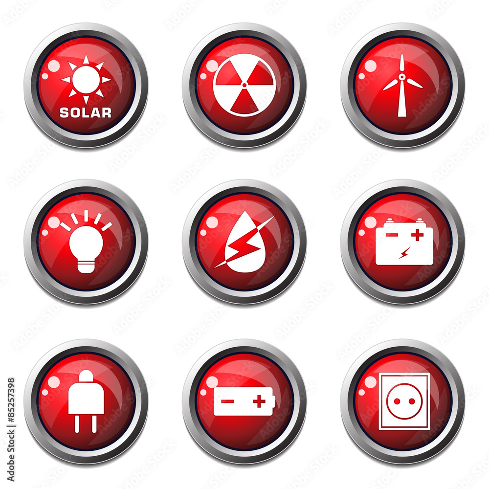 Energy Sign And Symbol Red Vector Button Icon Energy Sign And Symbol Red Vector Button Icon